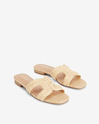Square Raffia Slide Sandals | Express