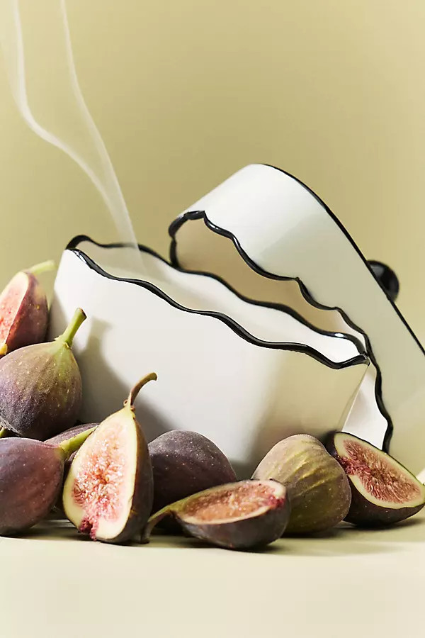 Cherie Floral Black Fig & Olive Lidded Porcelain Candle | Anthropologie (US)