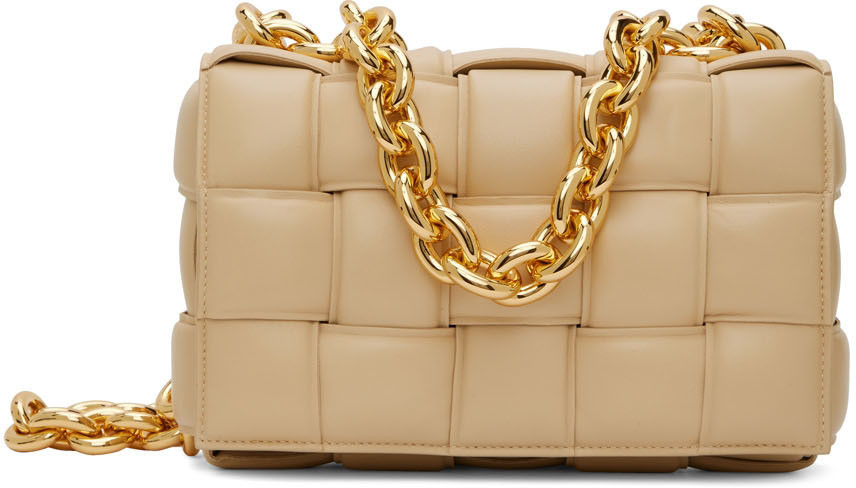 Bottega Veneta Beige Padded Chain Cassette Bag | SSENSE