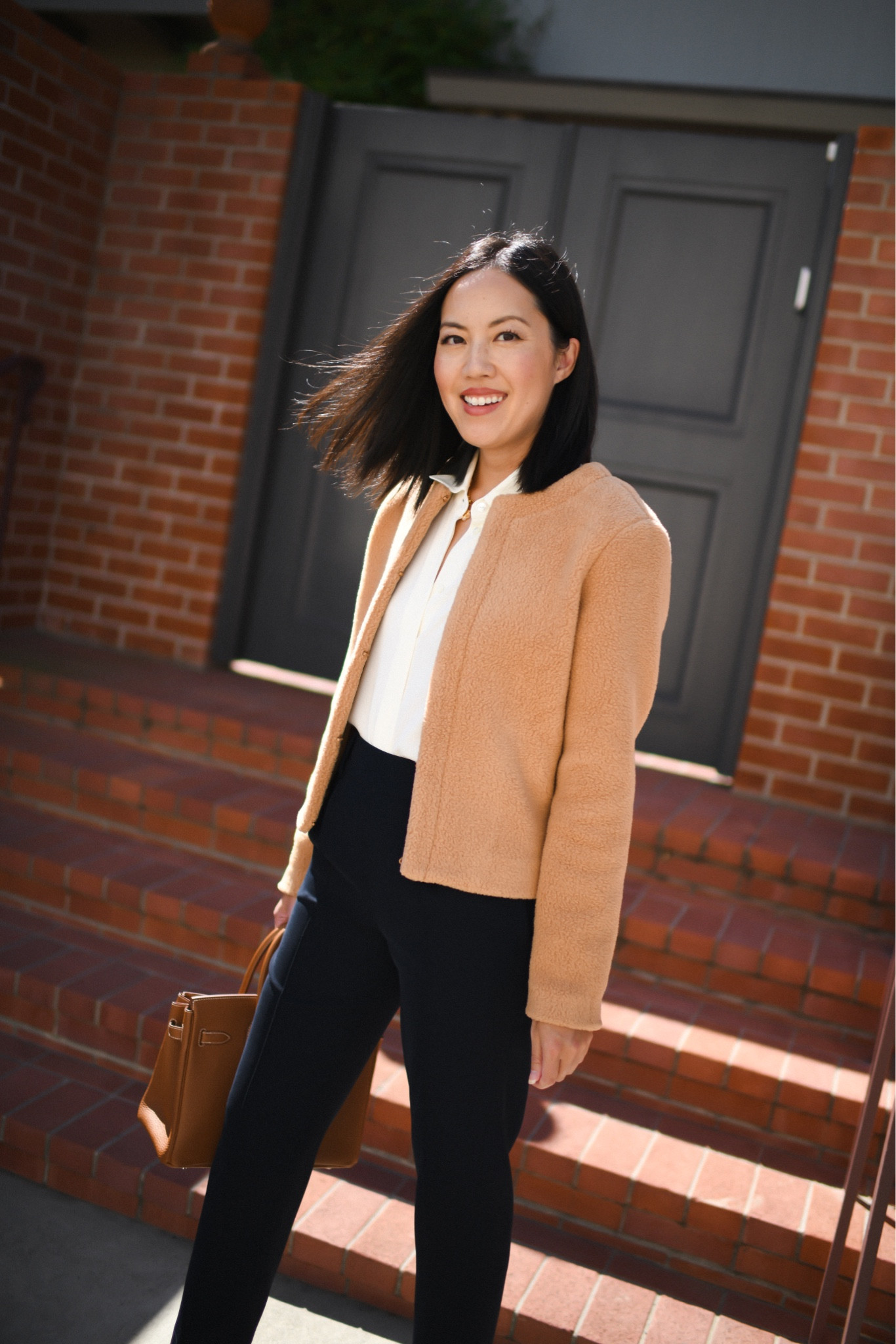 Cropped fleece cardigan in camel. I’m wearing a size small.

#LTKworkwear #LTKSeasonal #LTKstyletip