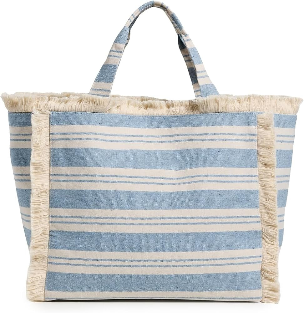 Hat Attack Women's Striped Canvas Beachy Tote Bag | Amazon (US)