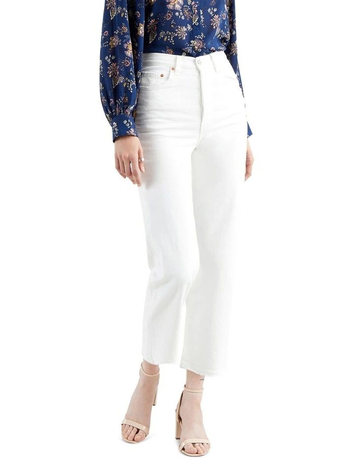 Ribcage Straight Ankle Jeans in White | Myer