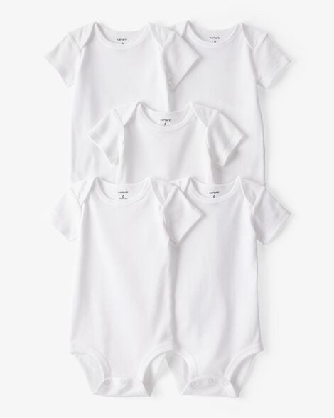 Baby 5-Pack Short-Sleeve Bodysuits - White | Carter's Inc