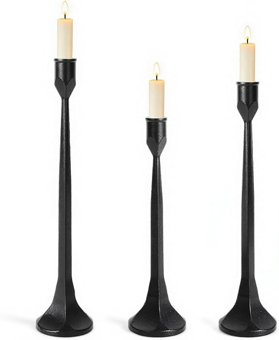 Vintage Cast Iron Black Taper Candle Holders Set of 3 Antique Decorative Candlestick Holder for W... | Amazon (US)
