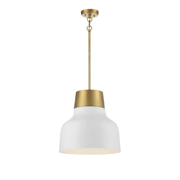 1 Light Pendant in White with Natural Brass by Meridian Lighting M70115WHNB | Walmart (US)