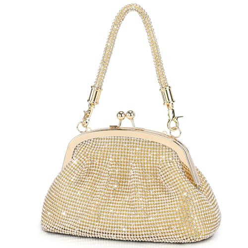 UBORSE 1920s Vintage Clutch Purse for Women Formal Gold Sparkly Rhinestone Wedding Evening Bag Cocktail Party Handbag | Amazon (US)
