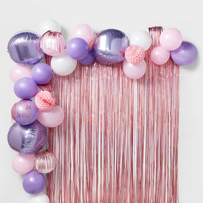 48ct Balloon Arch Garland Décor Kit with Backdrop Pink/Purple/Lavender - Spritz™ | Target