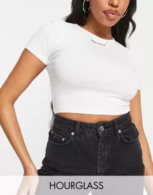 ASOS DESIGN Hourglass fitted crop t-shirt in white | ASOS (Global)