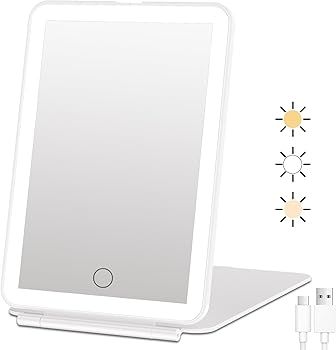 FUNTOUCH Rechargeable Travel Makeup Mirror with 72 Led Lights, Portable Lighted Beauty Mirror, 3 ... | Amazon (US)