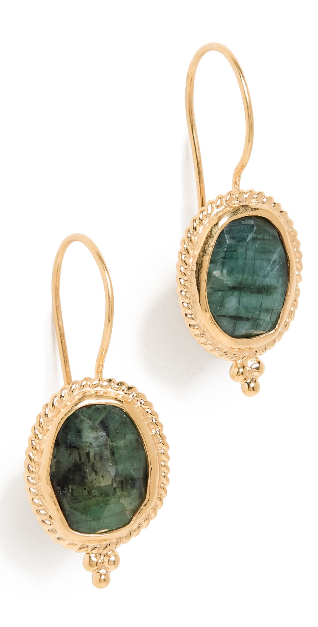 Bezel-Wrapped Emerald Earrings | Shopbop