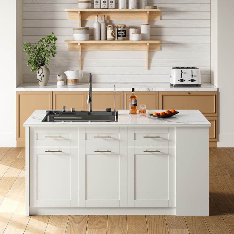 72" Sintered Stone Kitchen Island with Workstation Sink and Ample Storage | Homary