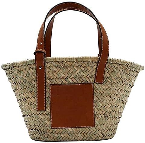 ZANGAO Straw Bag Woven Tote Super Popular Large Capacity Basket Bag Designer Beach Bag Khaki (Color  | Amazon (UK)