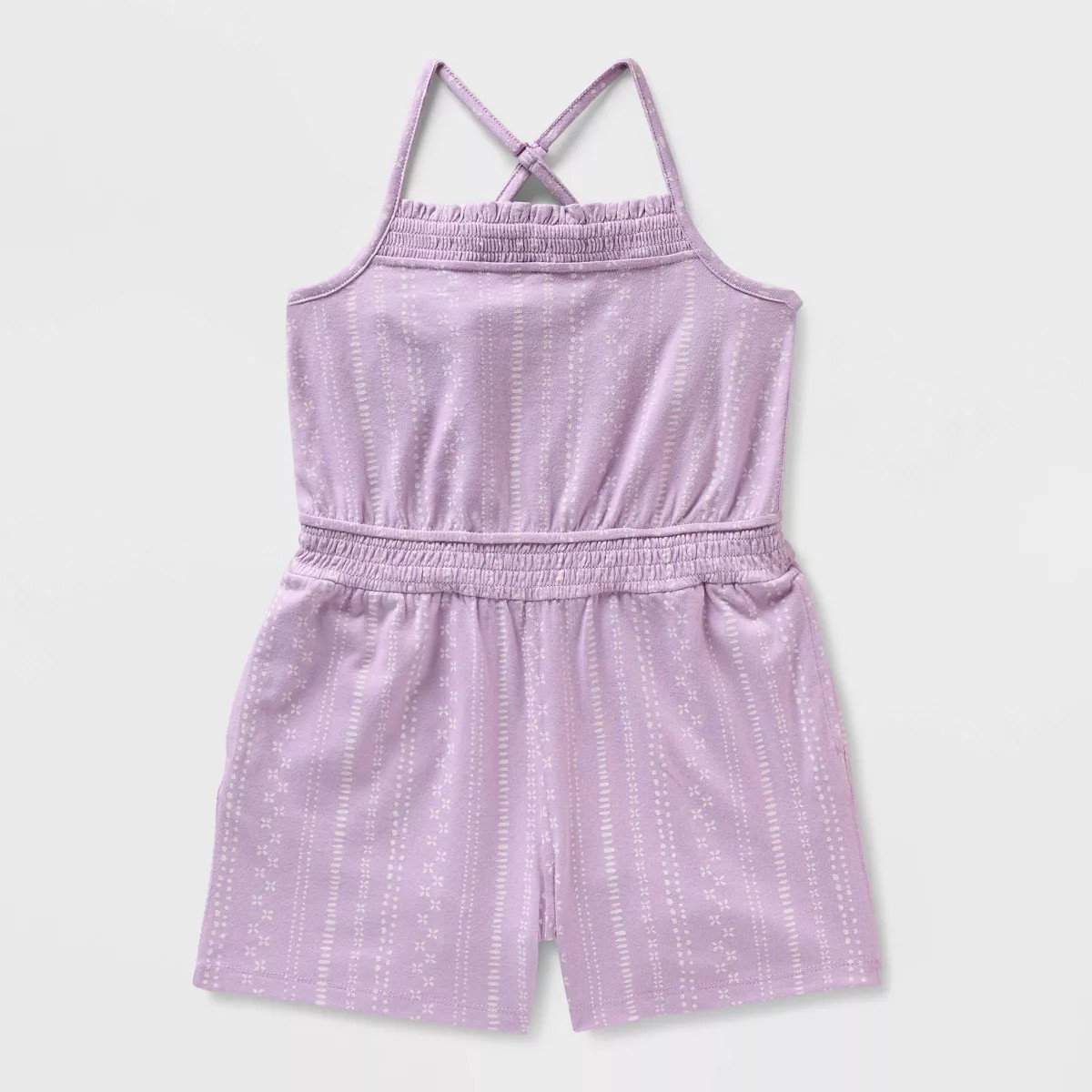Girls' Adaptive Knit Geo Printed Romper - Cat & Jack™ Lilac Purple XS | Target