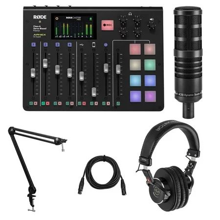 Rode RODECaster Pro Integrated Podcast Production Console Bundle with H&A AC50 Cardioid Broadcast Mi | Walmart (US)