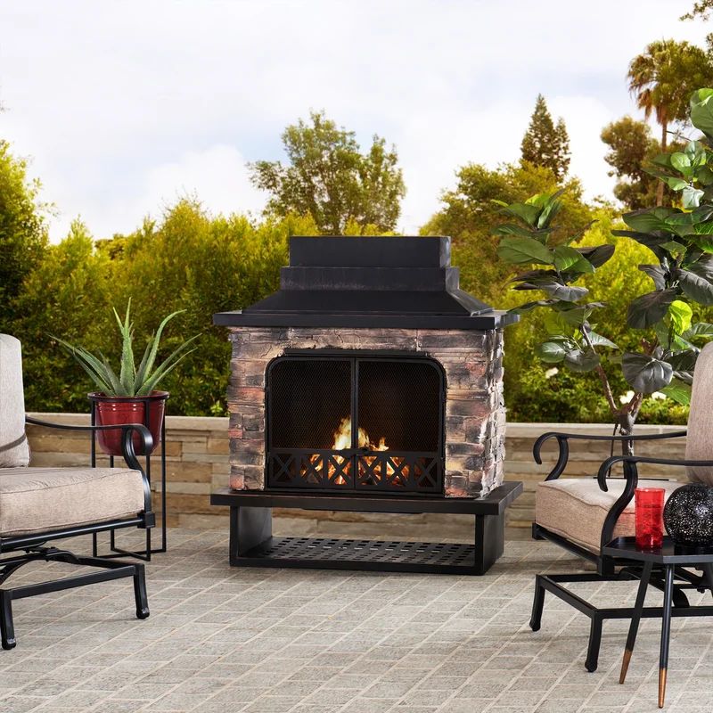 Pirtle 48.03'' H Steel Wood Burning Outdoor Fireplace | Wayfair North America