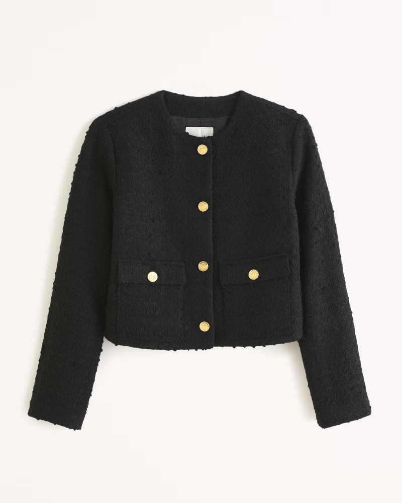 Collarless Tweed Jacket | Abercrombie & Fitch (US)
