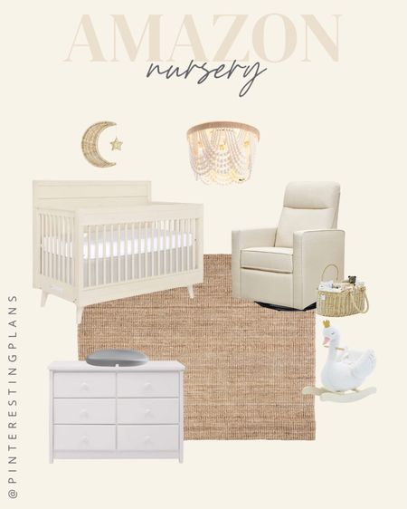 Neutral nursery inspo! Everything is from Amazon. I love the wall piece hanging over the crib and the light! 

Nursery, gender neutral nursery 

#LTKhome #LTKbaby #LTKbump