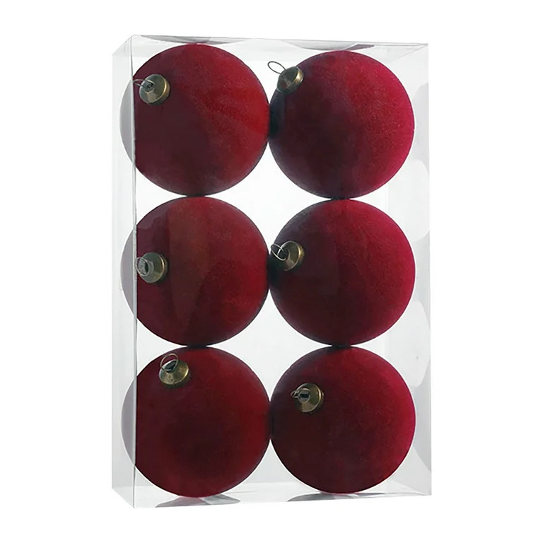 6 Pcs Velvet Christmas Ball Ornaments 3.15 Inches Flocked Christmas Tree Hanging Party Decor | Walmart (US)