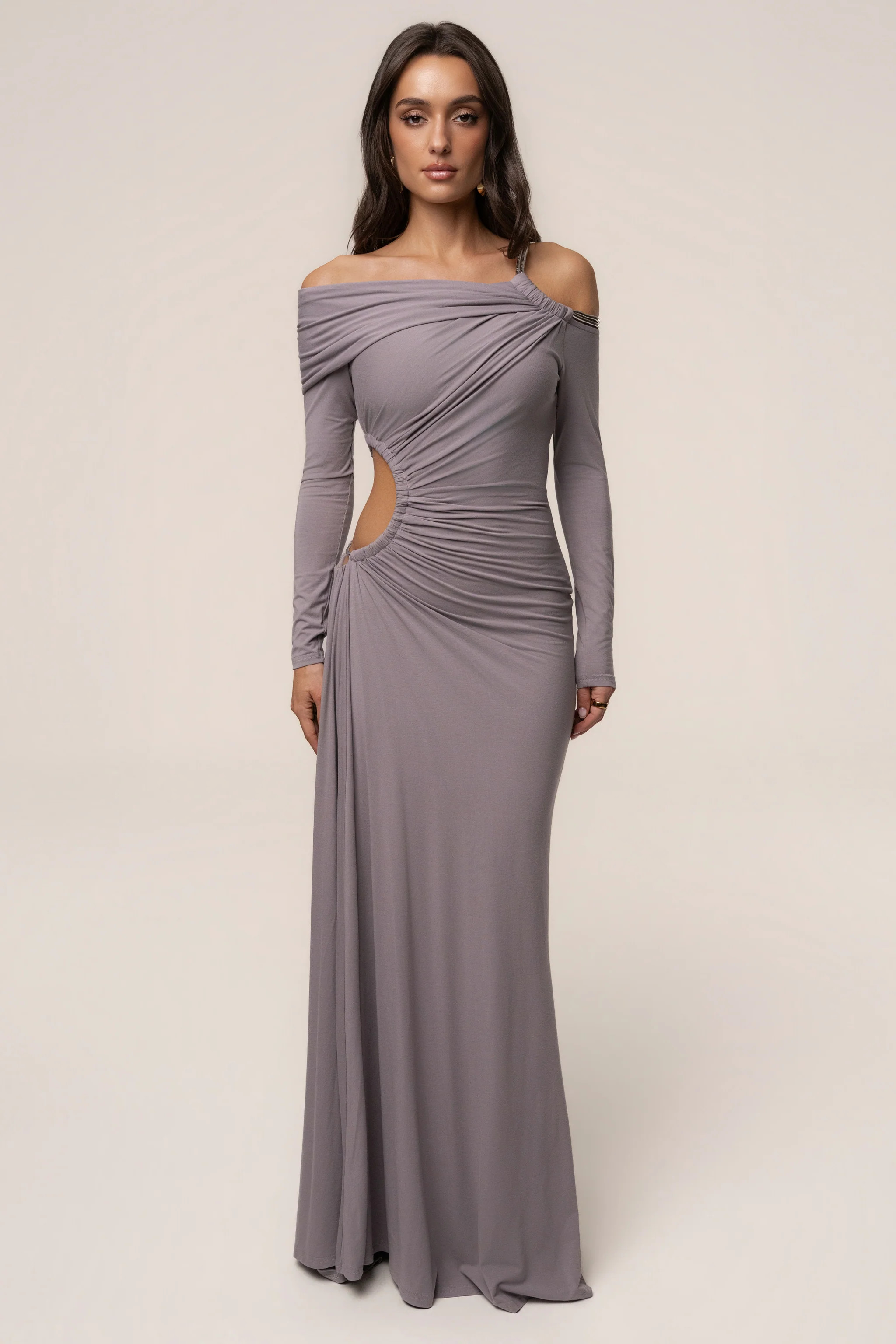 Grey Gilded Grace Maxi Dress | JLUXLABEL US