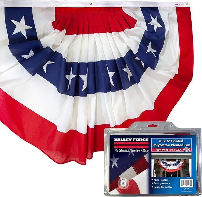 Valley Forge American Fan Flag 3' x 6' Polycotton Sentinel 100% Made In U.S.A. Stars and Stripes Bun | Amazon (US)
