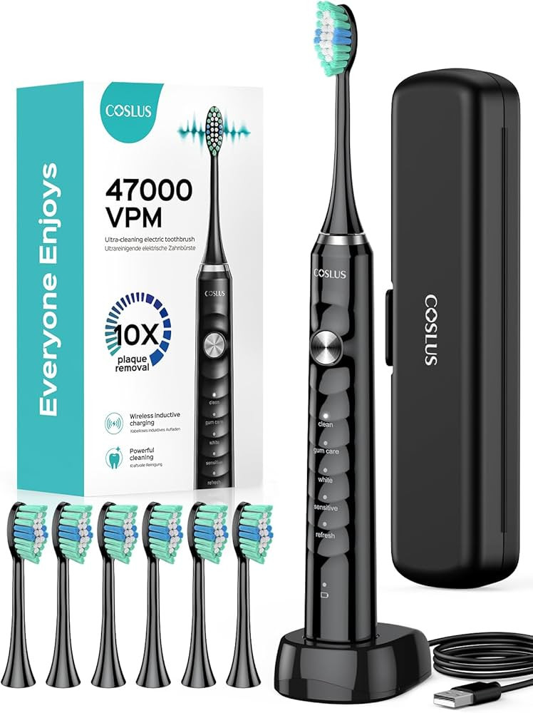 COSLUS Electric Toothbrush for Adults and Kids: Wireless Rechargeable Tooth Brush with Portable T... | Amazon (US)