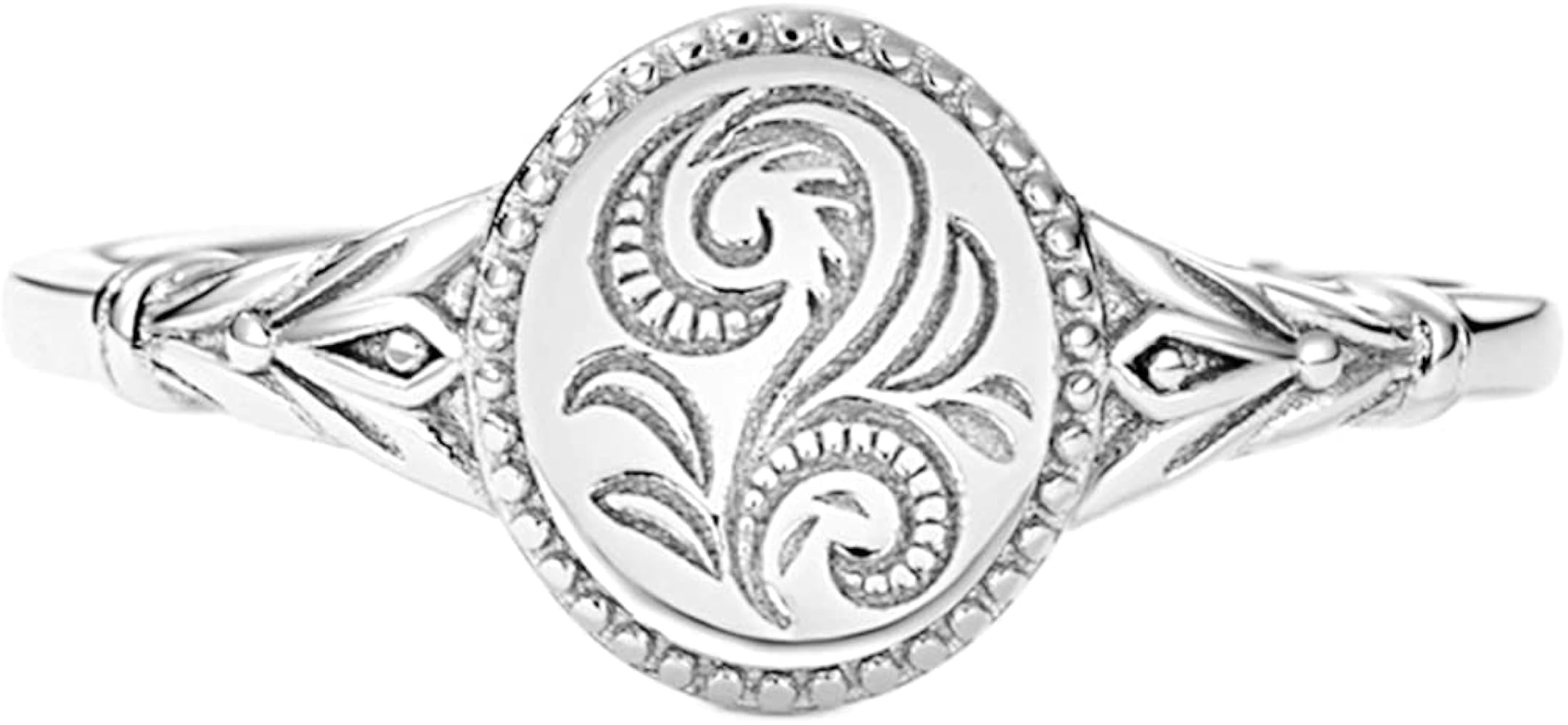 Jude Jewelers Stainless Steel Leaf Flower Signet Style Wedding Statement Promise Anniversary Enga... | Amazon (US)