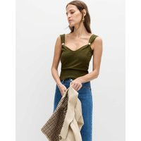 M&S Hardware Detail Slim Fit Cropped Knitted Vest Dark Khaki | Marks & Spencer (UK)