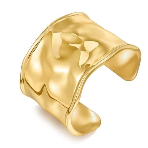 WOWORAMA Hammered Chunky Cuff Bracelets for Women Extra Wide Chunky Open Cuff Bangles Exaggerated Statement Bracelet Boho Thick Wrist Cuff Bracelet | Amazon (US)