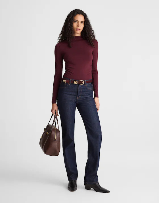 Ruched Mockneck Long-Sleeve Top | Madewell