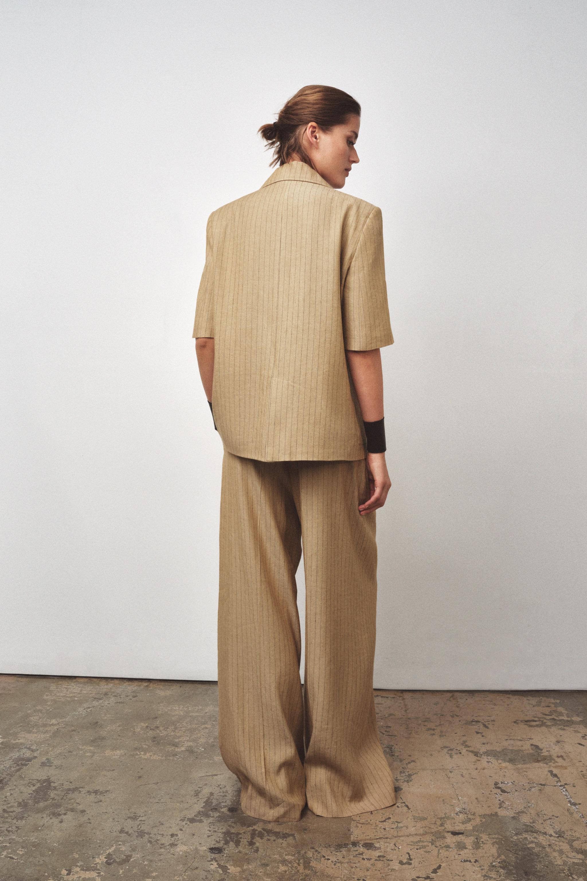 ZW COLLECTION STRIPED LINEN BLEND BLAZER | Zara UK