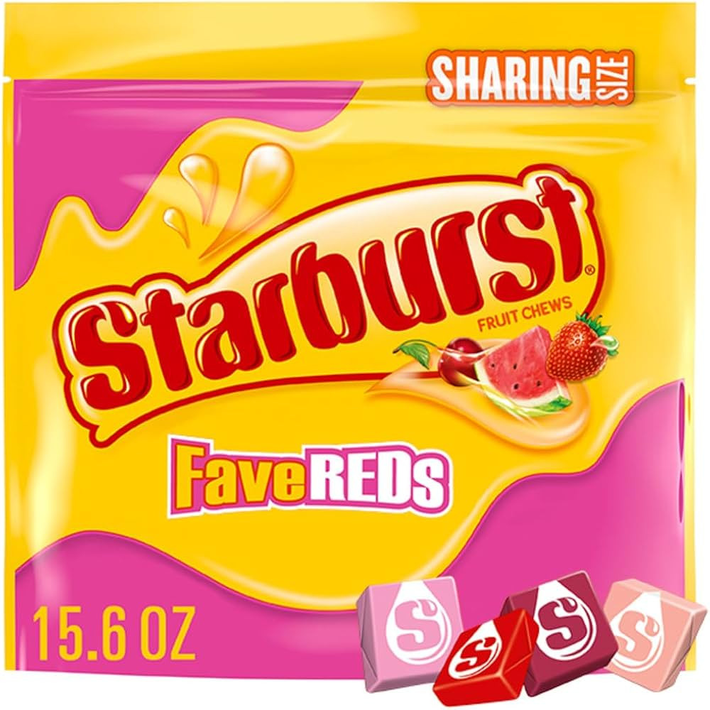STARBURST FaveReds Fruit Chews Summer Candy, Sharing Size, 15.6 oz Resealable Bag | Amazon (US)