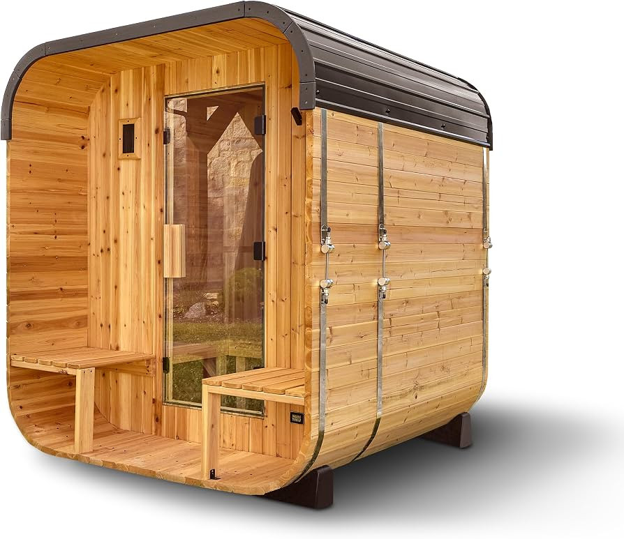 Backyard Discovery Lennon 2-4 Person Traditional Cedar Outdoor Cube Sauna with Porch, Electric Sa... | Amazon (US)