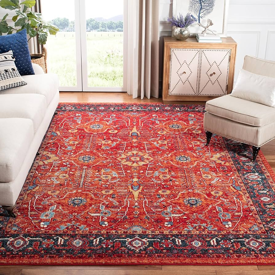 SAFAVIEH Vintage Hamadan Collection Area Rug - 8' x 10', Orange & Navy, Oriental Traditional Pers... | Amazon (US)