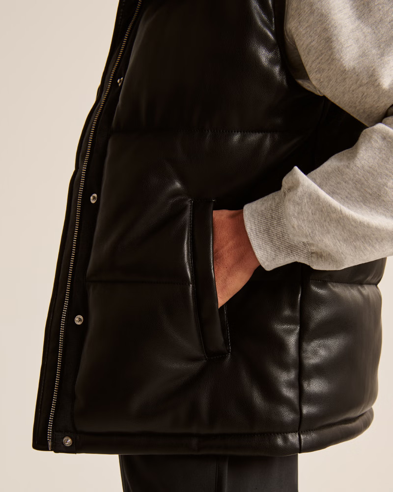 Vegan Leather Puffer Vest | Abercrombie & Fitch (US)