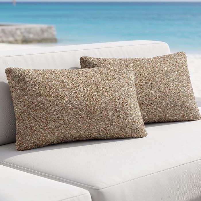 Outdoor Lumbar Pillow Set of 2 with Inserts, Outdoor Throw Pillow Water Resistant for Patio Furni... | Amazon (US)