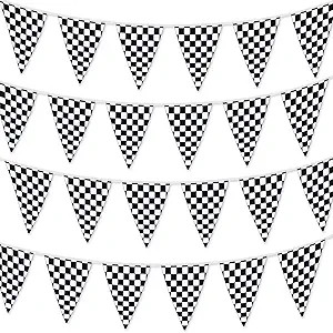 Checkered Flags Black and White 100’ FT Pennant Racing Banner | NASCAR Theme Party Decoration P... | Amazon (US)