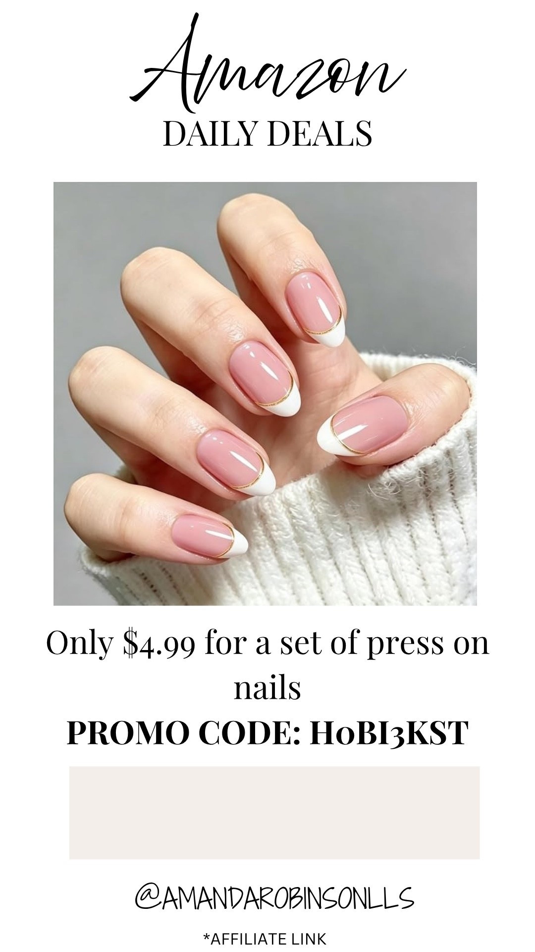 Amazon daily deals
Almond shape press on nails

#LTKSaleAlert #LTKBeauty