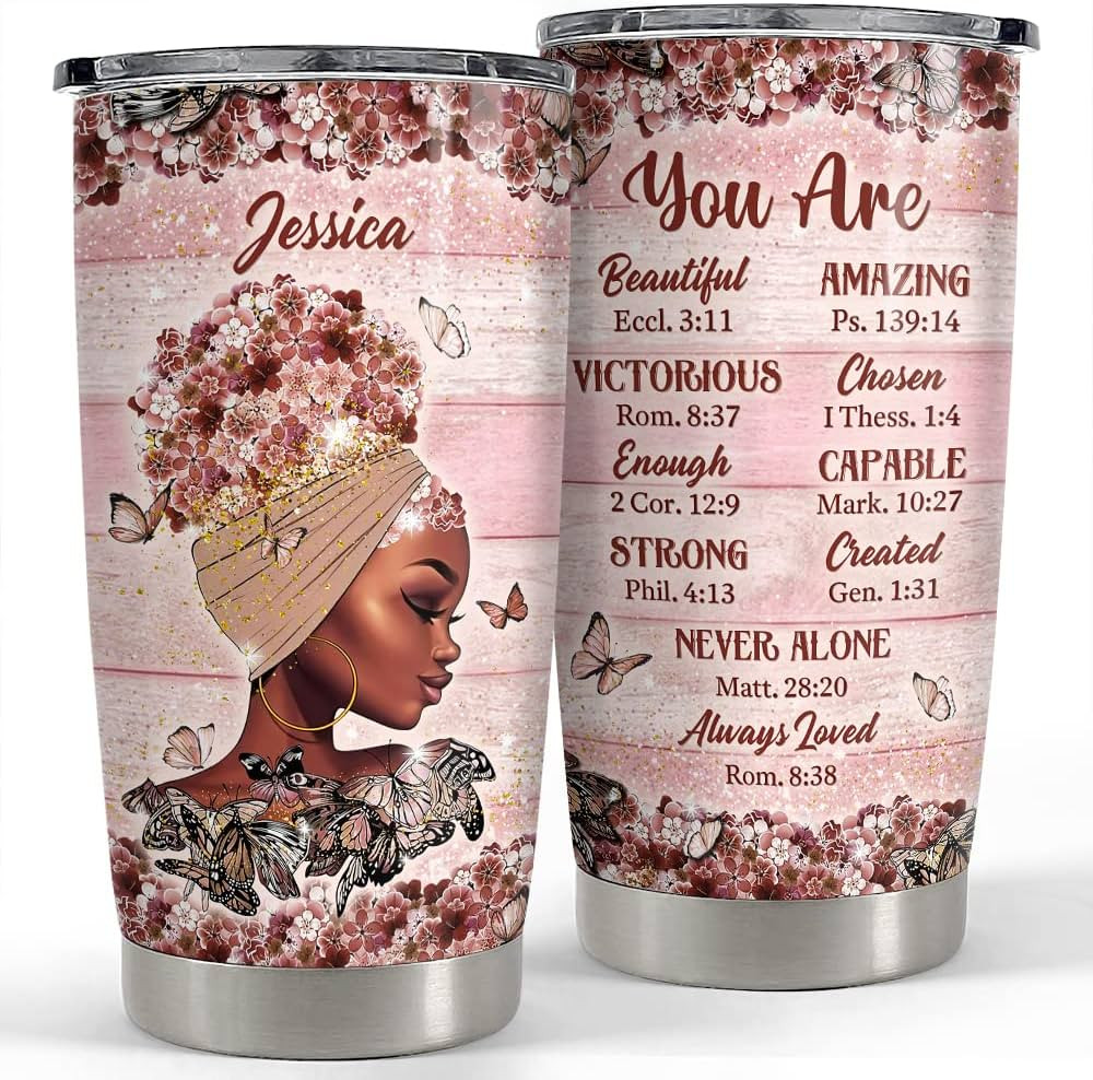 SANDJEST Personalized Black Queen Tumbler Faith Bible 20oz 30oz Tumblers with Lid Gift for Africa... | Amazon (US)