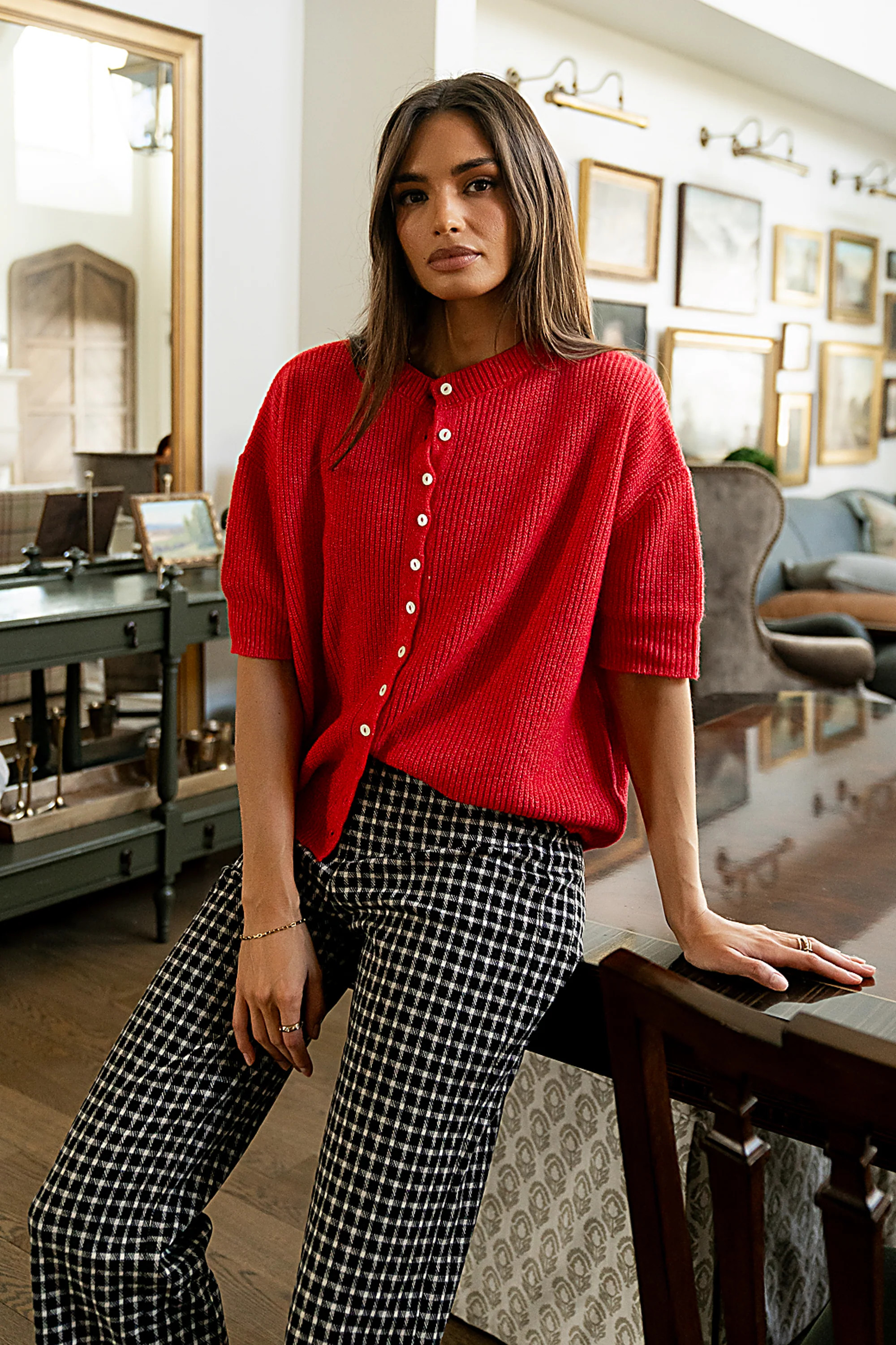 Leah Knit Cardigan in Red | Böhme US