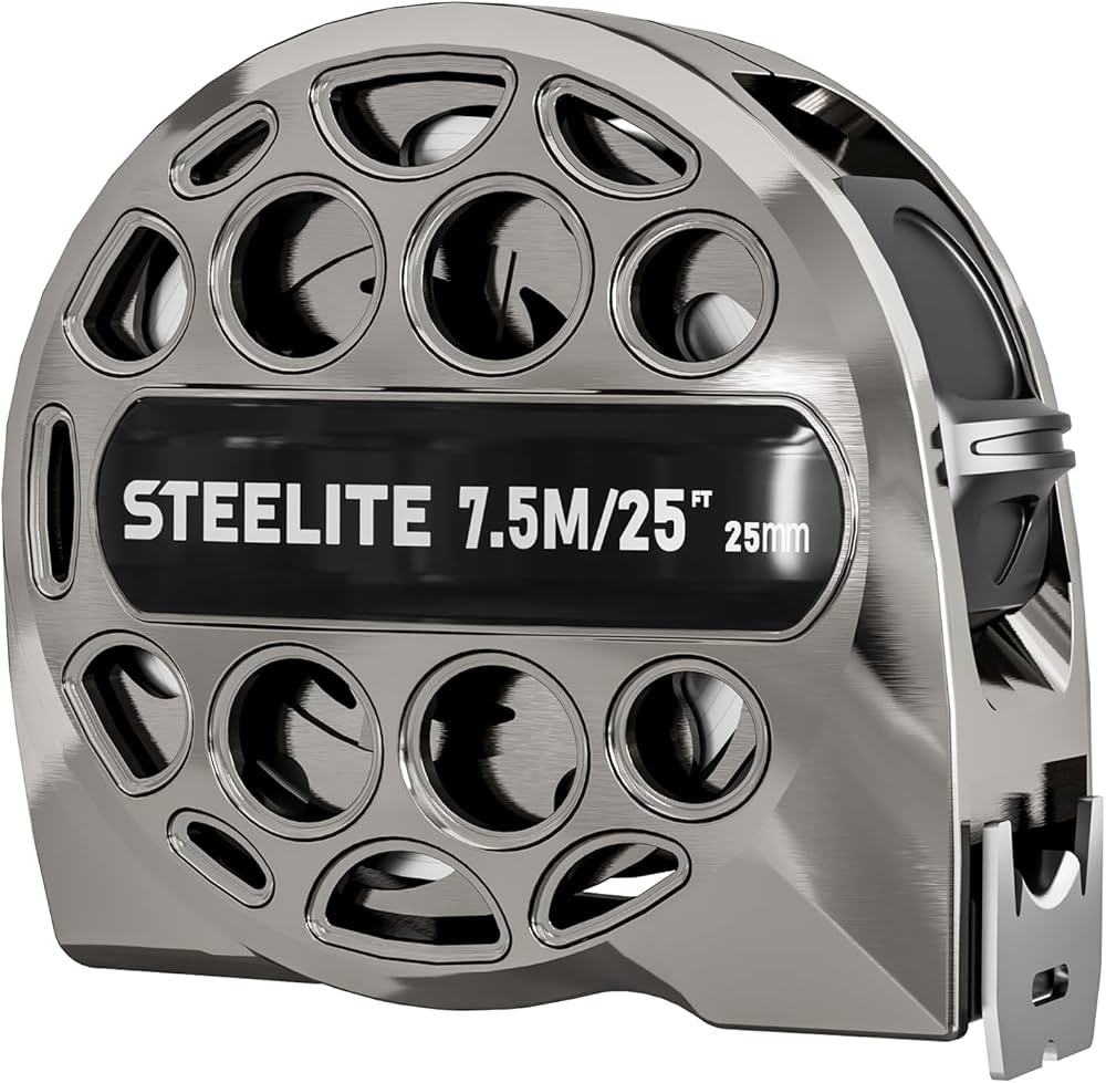 STEELITE Tape Measure 25'FT Foot Stainless Steel Retractable Measuring Tape Cool Gray | Amazon (US)