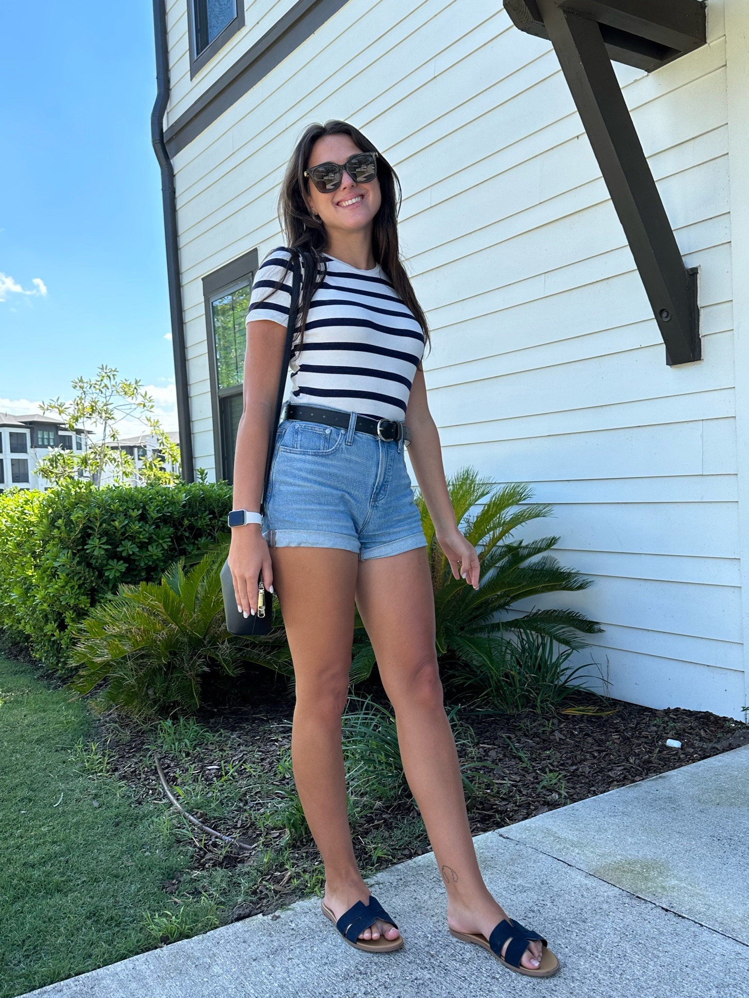Striped shirt & shorts combo! 