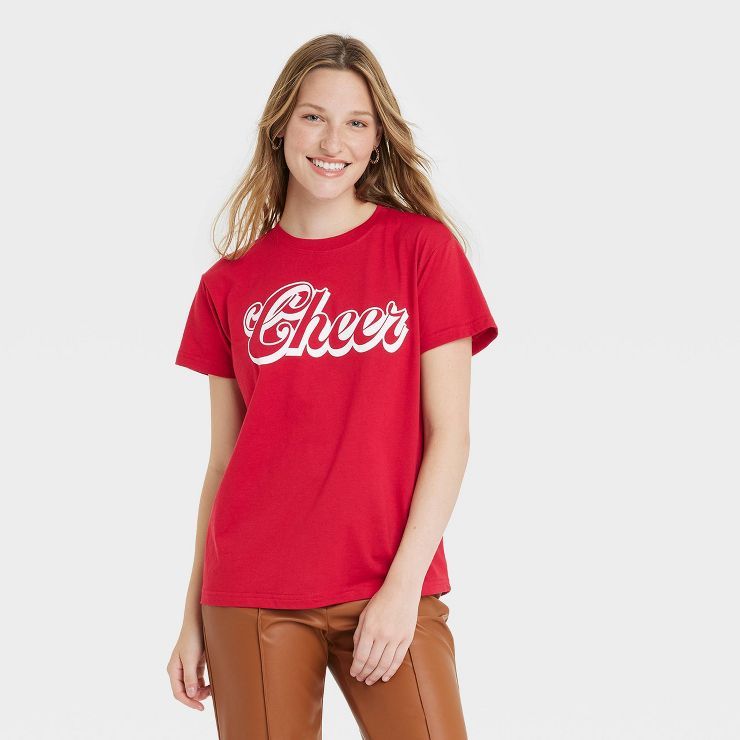 Women's Cheer Short Sleeve Graphic T-Shirt - Red | Target