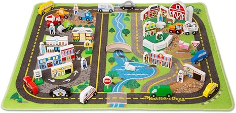 Melissa & Doug Deluxe Activity Road Rug Play Set with 49 Wooden Vehicles and Play Pieces | Amazon (US)