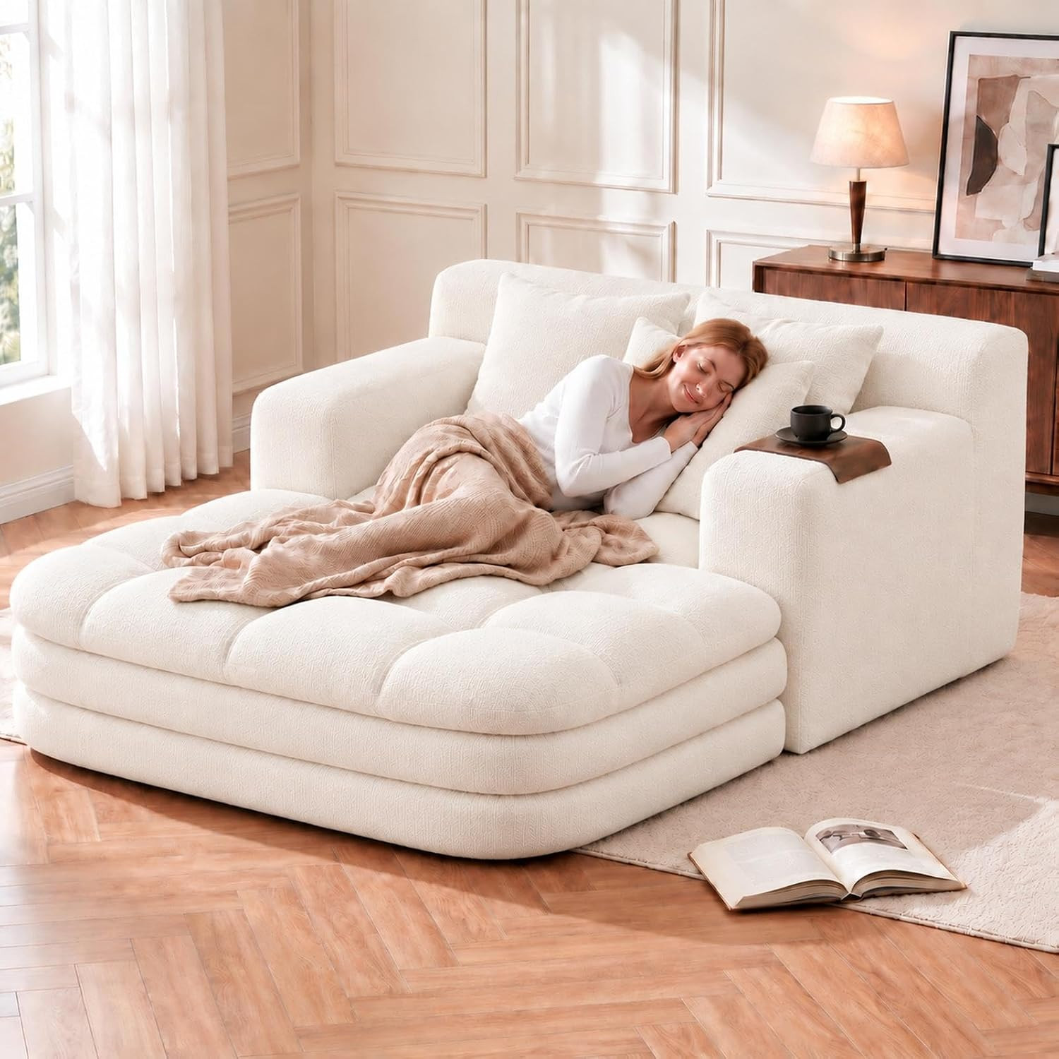66" Boneless Chaise Lounge Chair Indoor, Deep Seat Cloud Sofa | Amazon (US)