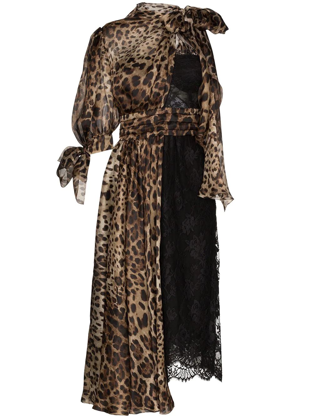 paneled lace leopard midi dress | Farfetch (RoW)