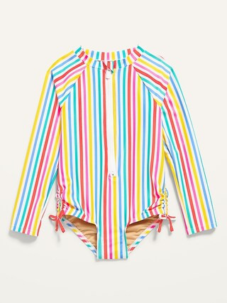 Long-Sleeve Side-Tie One-Piece Rashguard Swimsuit for Toddler Girls | Old Navy (US)