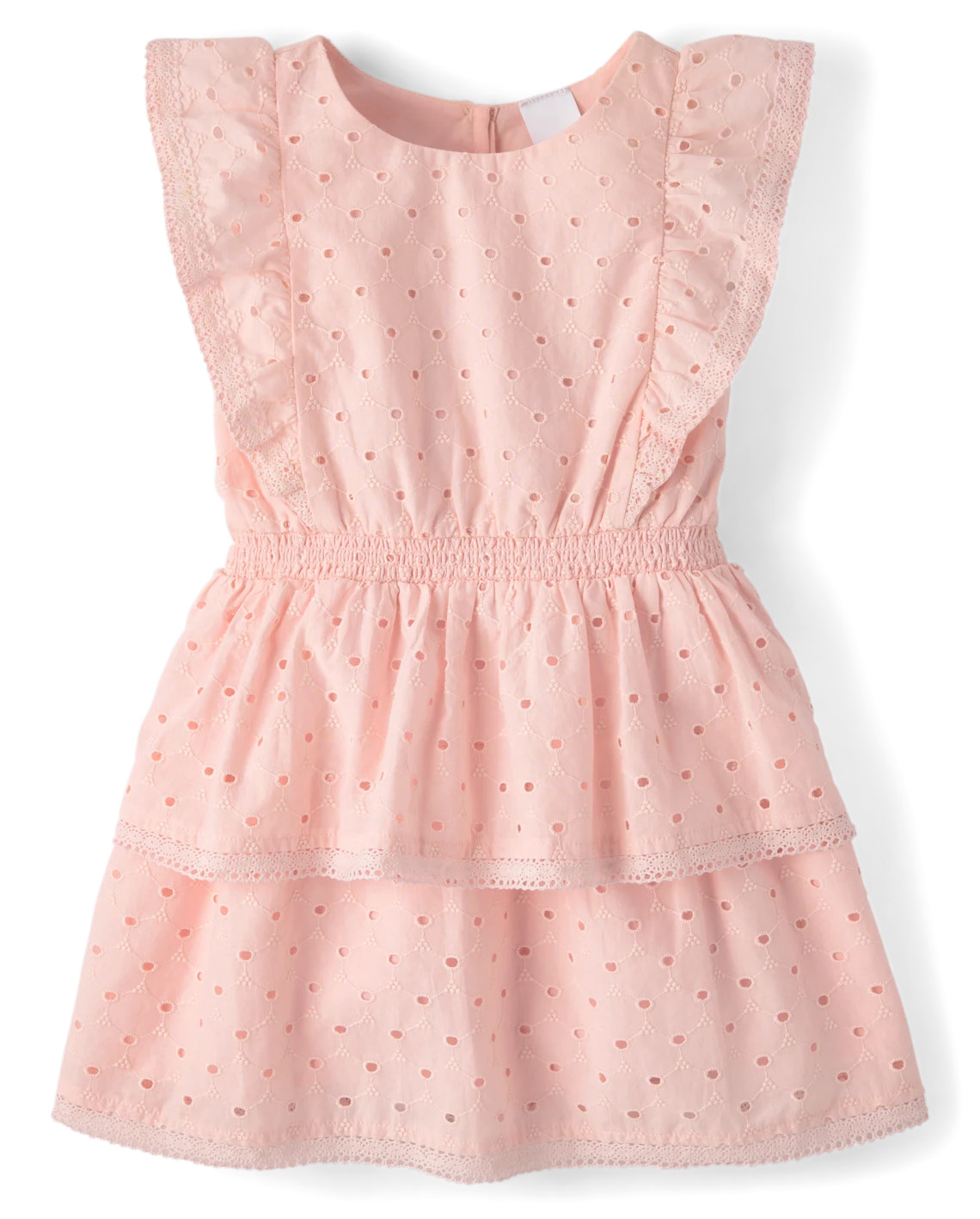 Girls Short Flutter Sleeve Eyelet Tiered Dress - Enchanted Garden - PINK | Gymboree | Gymboree