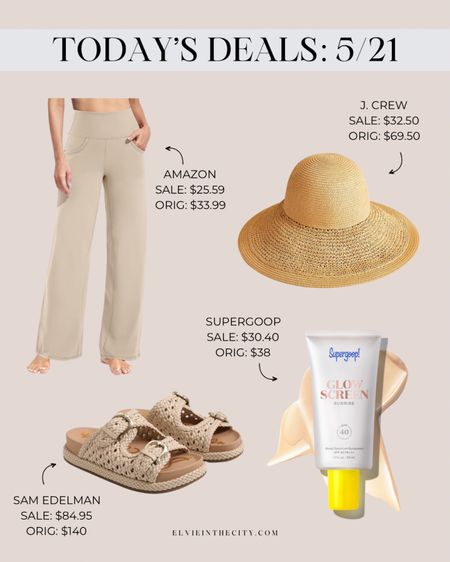 Today’s deals for 5/21 include trouser yoga pants (a bestseller for weeks), a J. Crew sun hat, Sam Edelman sandals, and Supergoop Glowscreen. 

Deal of the day, Amazon deal, summer must haves, travel outfit, resort wear

#LTKfindsunder50 #LTKsalealert #LTKshoecrush