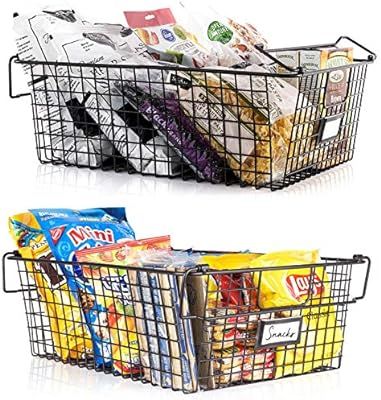 Gorgeous Stackable XXL Wire Baskets For Pantry Storage and Organization - Set of 2 Pantry Storage... | Amazon (US)