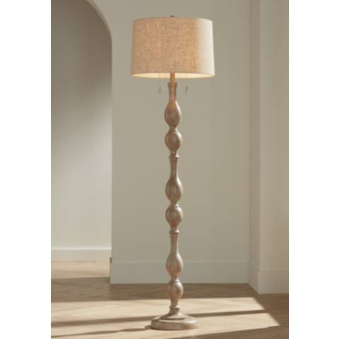 Barnes and Ivy Tuscan 62 1/2" Natural Gray Faux Wood Floor Lamp | Lamps Plus